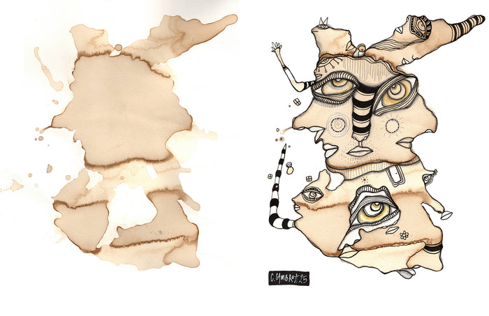 2 DOWNLOADS Drawing Page Plus My Version from the "Coffee Stained" Collection — C. Cambrea, Sincerely Joy