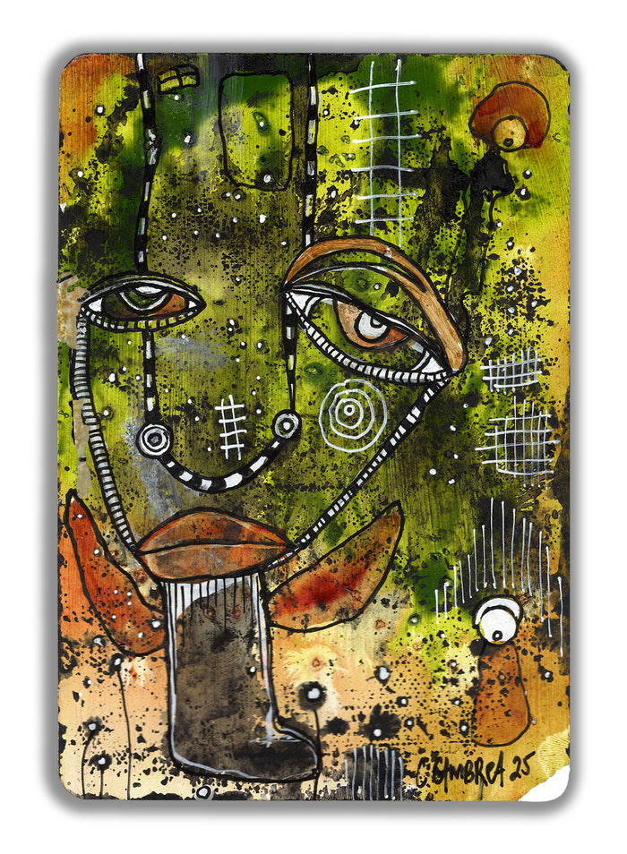 "A King V2" Original Mixed Media art on Playing Card — C. Cambrea, Sincerely Joy