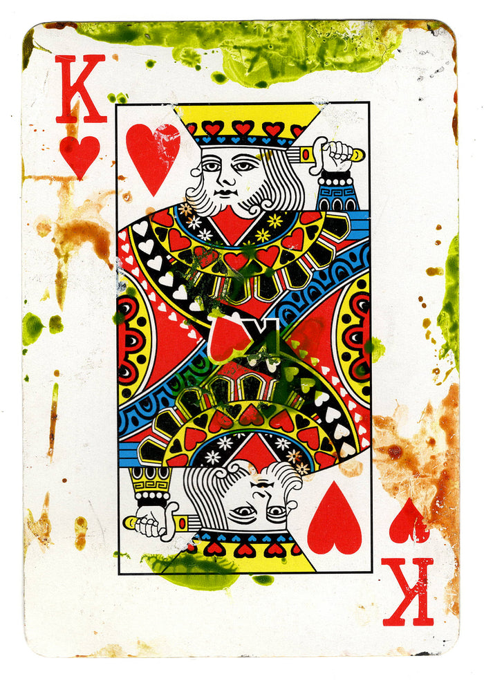 "A King V2" Original Mixed Media art on Playing Card — detail view