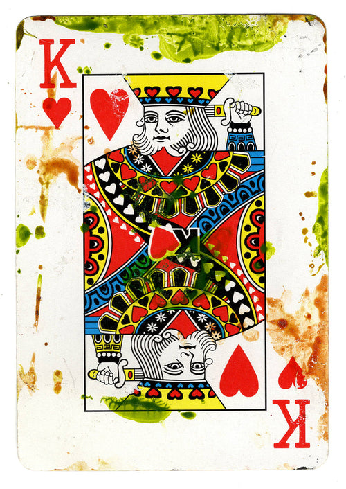"A King V2" Original Mixed Media art on Playing Card — detail view