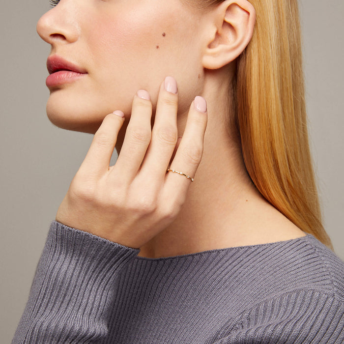 Bamboo Shaped Stacking Ring in 14k Solid Yellow Gold
