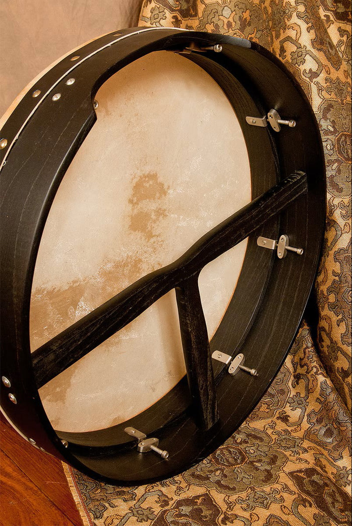 Bodhran, 18" x 4" Roosebeck Tuneable Mulberry with T-Bar, Black