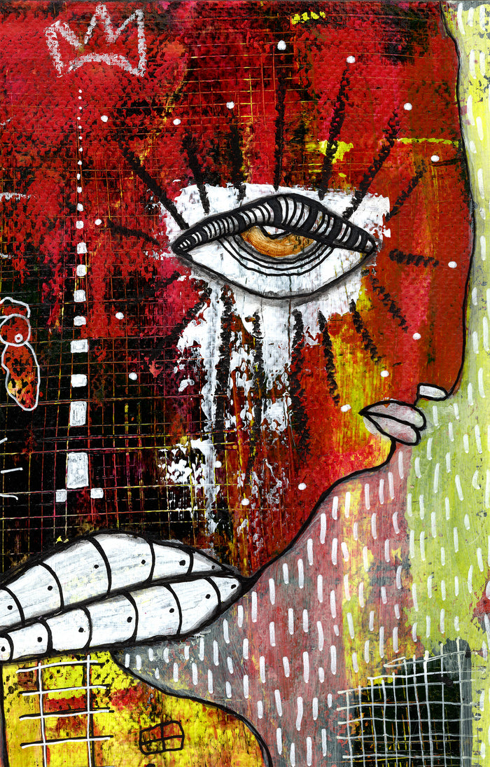 "Both King and Queen" Original Mixed Media art on Watercolor Paper — alternate angle