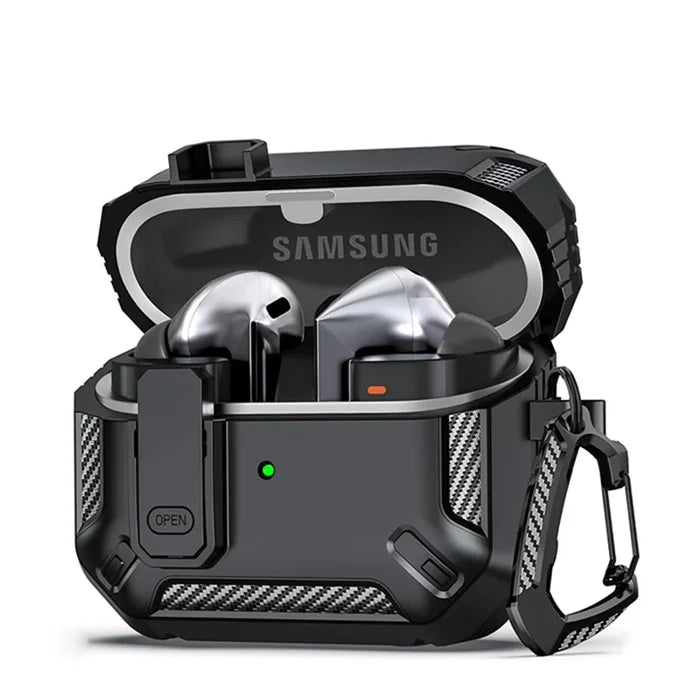 Carbon Fiber Earbud Case with Lock for Samsung Galaxy Buds 3 and Buds 3 Pro