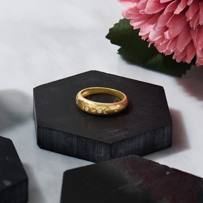Celestial Dome Ring in Solid Silver with 24K Gold Vermeil Plating