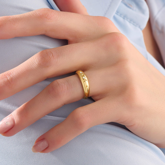 Women's Celestial Dome Ring in Solid Silver with 24K Gold Vermeil Plating