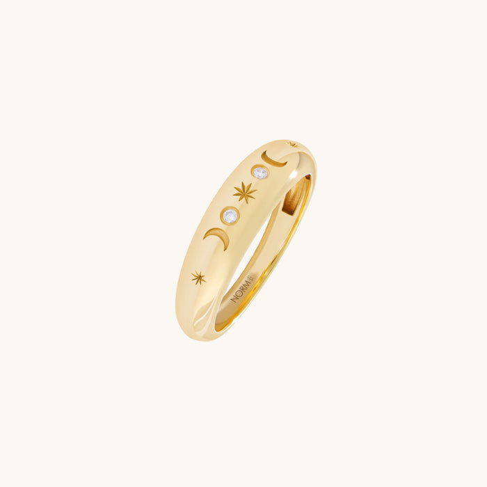 24K Gold Vermeil Plated Solid Silver Celestial Dome Ring