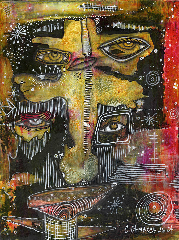 "Coming out of the Dark" Original Mixed Media art on Watercolor Paper — C. Cambrea, Sincerely Joy
