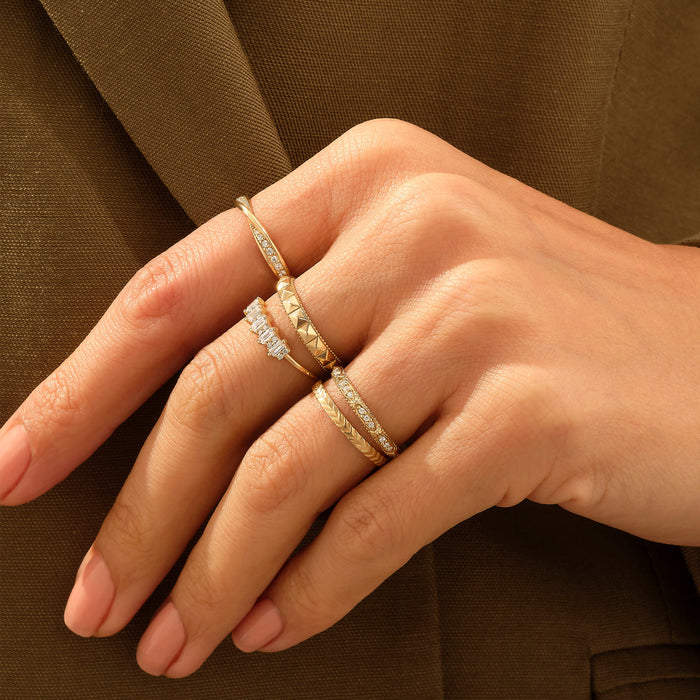 Baguette Cut CZ Wedding Ring in 14k Solid Yellow Gold