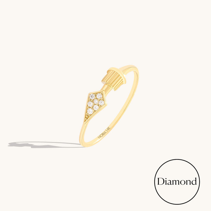Lab-Grown Diamond Edge Arrow Ring in Solid Gold