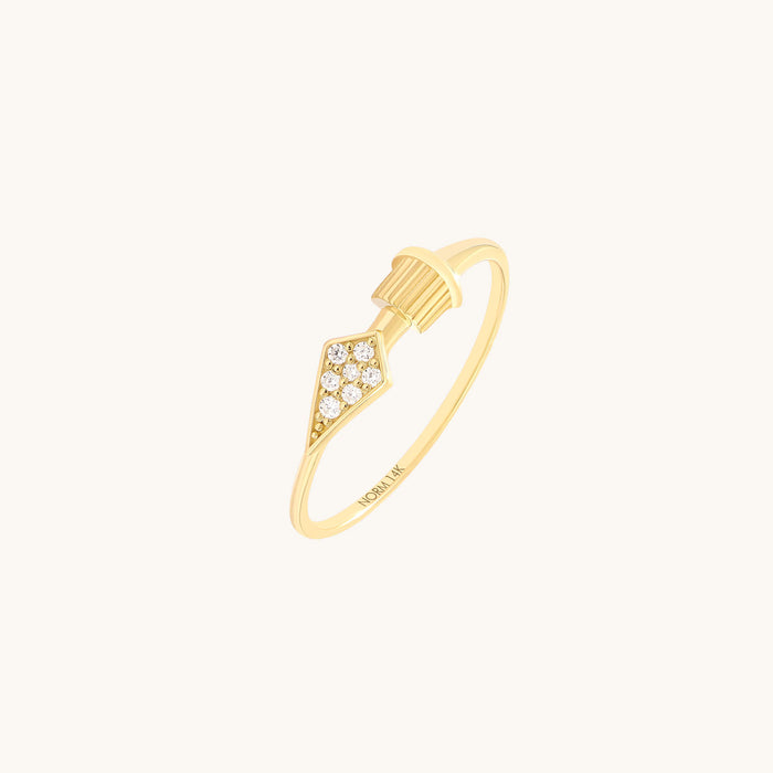 Yellow Soild Gold Edge Arrow Ring