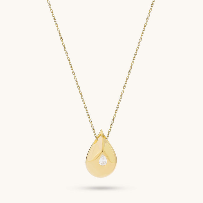 24K Gold Vermeil Dome Teardrop Necklace