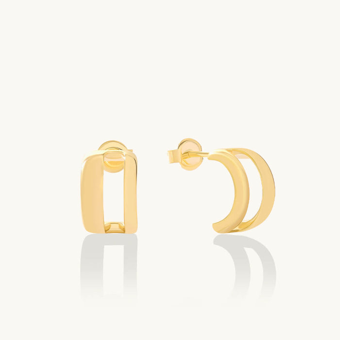 24K Gold Vermeil Double Band Hoop Earrings