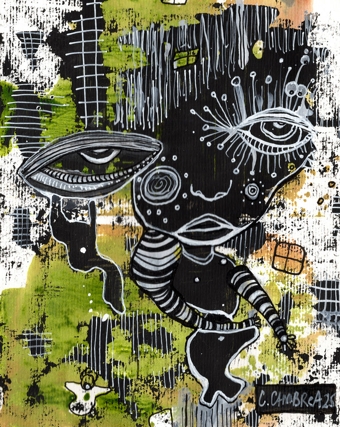 "Dreaming" Original Mixed Media art on Paper — detail view
