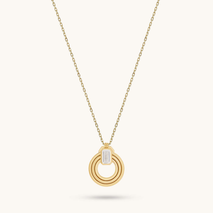 24K Gold Vermeil Emerald-Cut Moissanite Orbit Loop Necklace