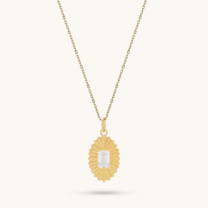 24K Gold Vermeil Emerald Cut Sunflower Necklace