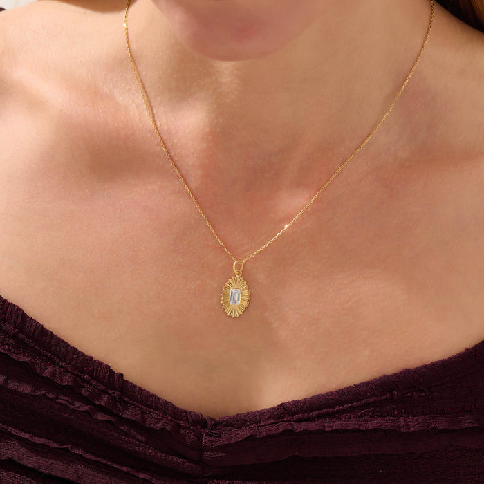 Women's Emerald-Cut Sunflower Necklace in 24K Gold Vermeil