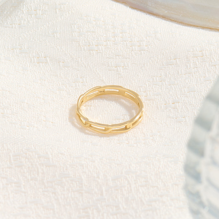 14K Solid Yellow Gold Chain Stacking Band Ring