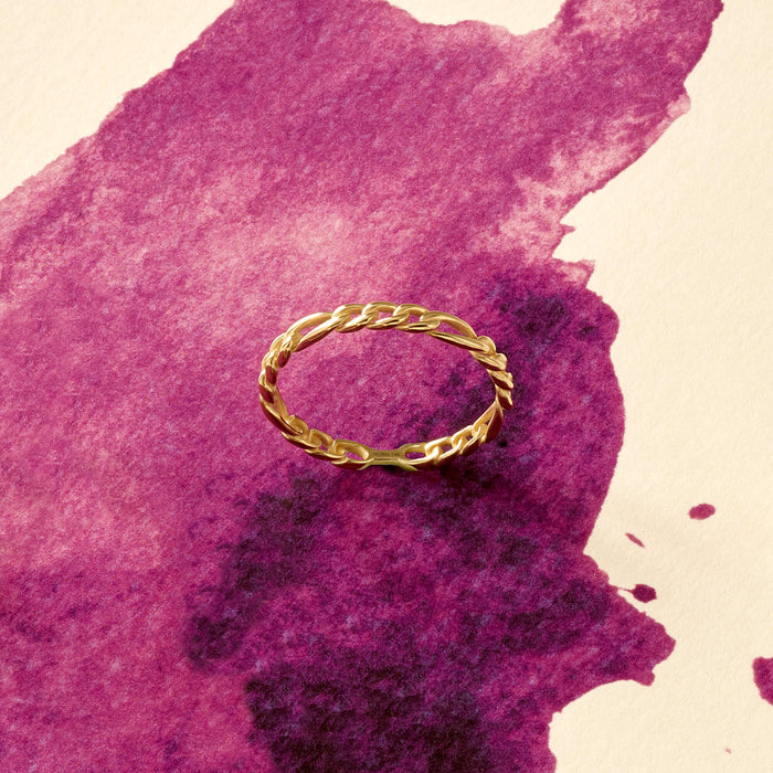 Women's Figaro Chain Stacking Ring in 14k Real Gold