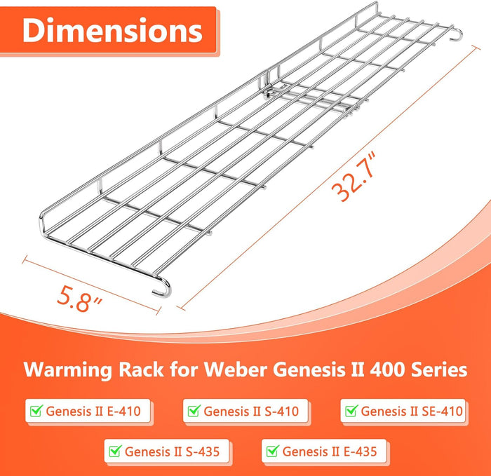 Heat Deflector + Warming Rack for Weber Genesis II, II LX 4 Burner Grills, E410, E435, S410, E440, S440 Gas Grills