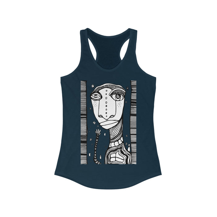 "Hey Friends" Women's Racerback Tank Original Coffee Stained Art by CCambrea — alternate angle