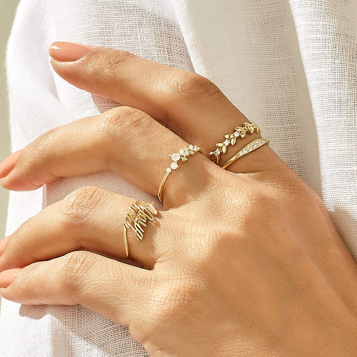Women's Iconic Cluster Ring in 14k Solid Yellow Gold
