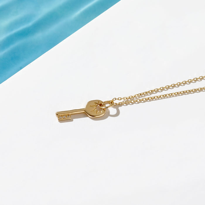 Women's 14k Real Yellow Gold Key Pendant
