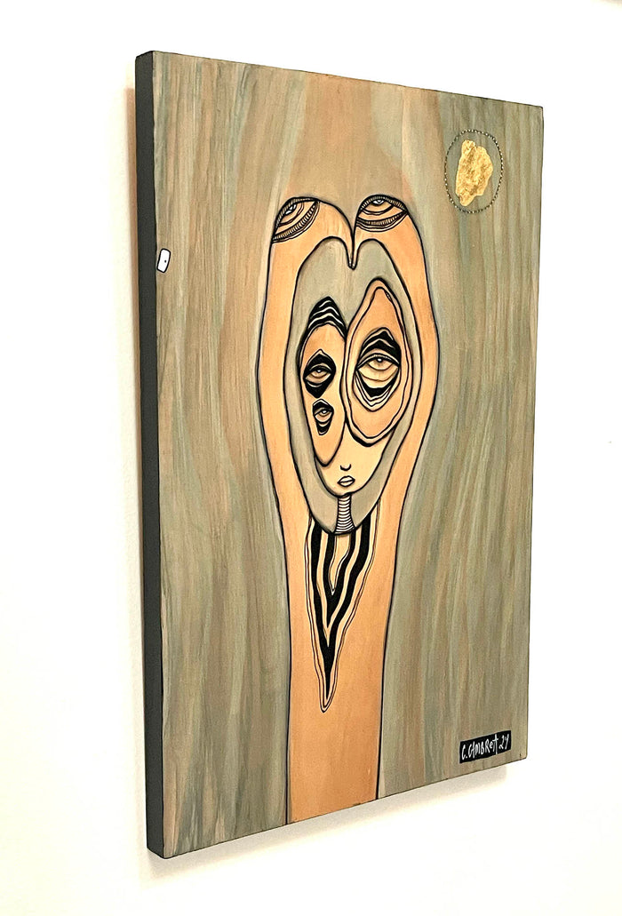 "Light Above" Original Mixed Media art on Wood — detail view