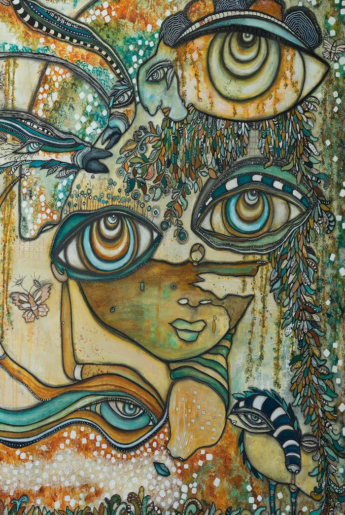 "Love Bird Garden" Fine Art Print on paper — detail view