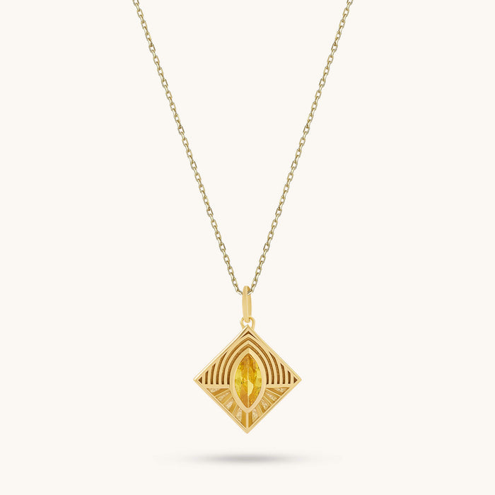 24K Gold Vermeil Marquise Citrine Geometric Necklace