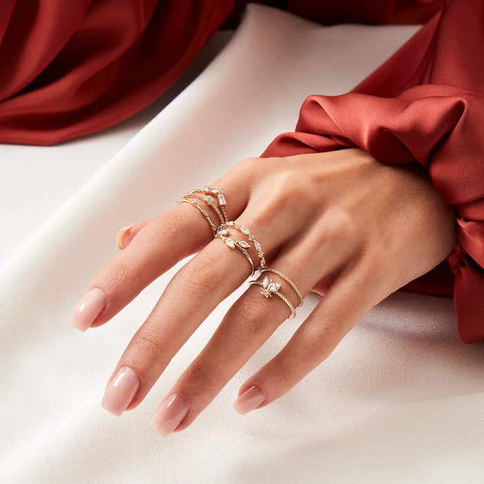 Mini Ball Stacking Ring in 14k Real Gold