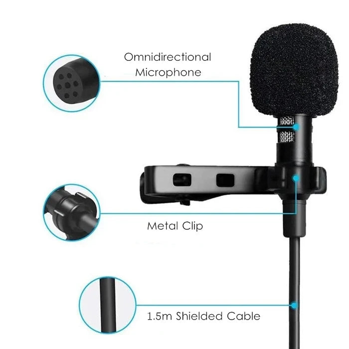 Mini Lavalier Metal Clip Lapel Condenser Microphone