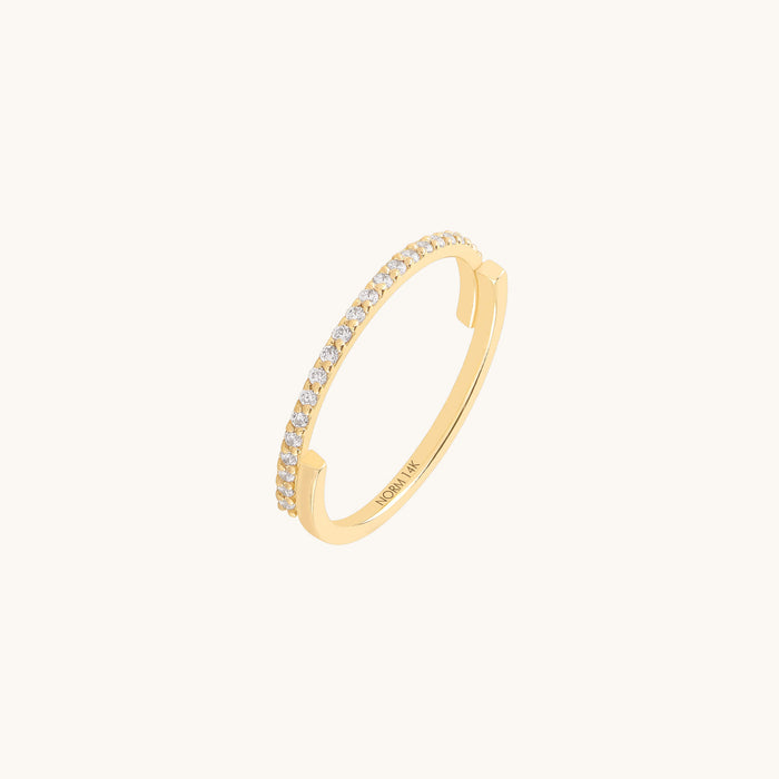 Moissanite Balance Ring in Solid Yellow Gold
