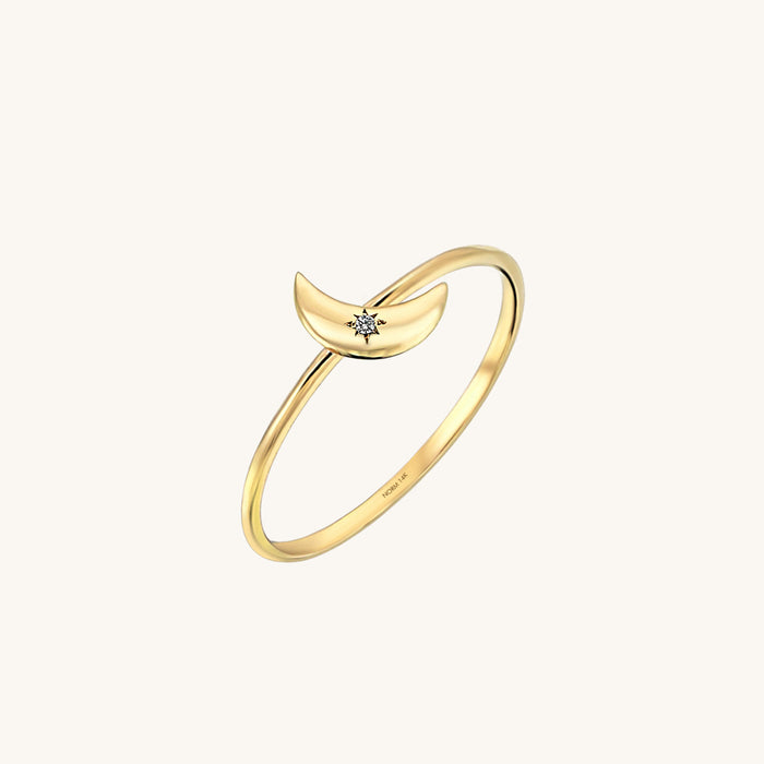 Stackable Moon Ring in 14k Gold