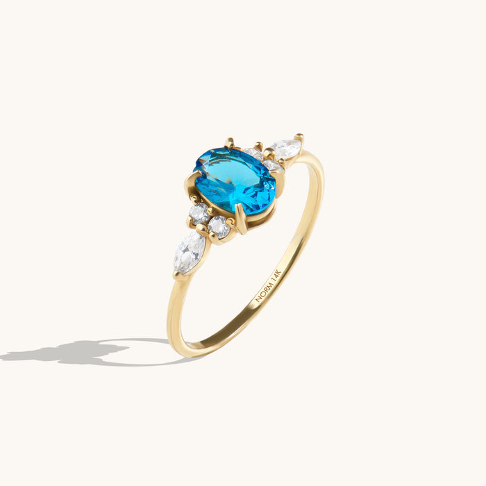 14k Gold Oval Sapphire Engagement Ring for Women