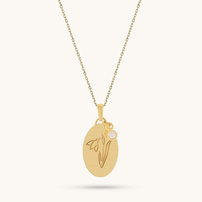 Oval Snowdrop Necklace in 24K Gold Vermeil