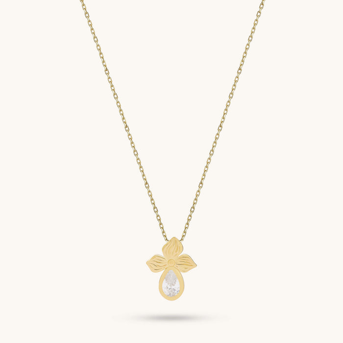 24K Gold Vermeil Pear Cut Blossom Necklace