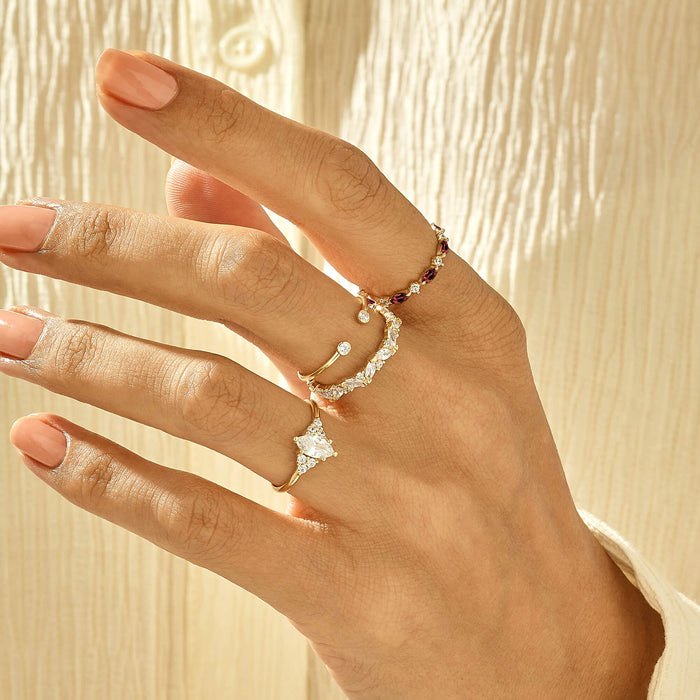 Marquise Cut Ruby Band Stacking Ring in 14k Solid Gold