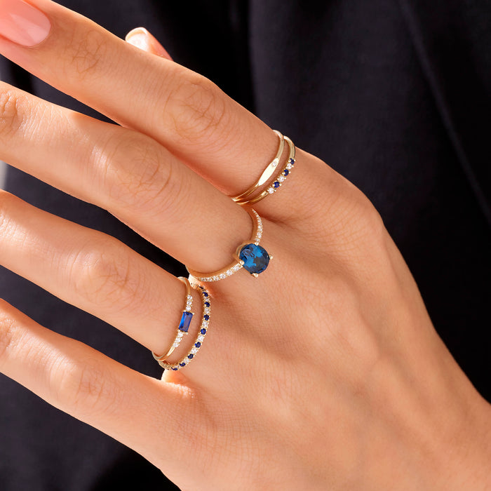 Oval Cut Sapphire Ring in 14k Solid Yellow Gold