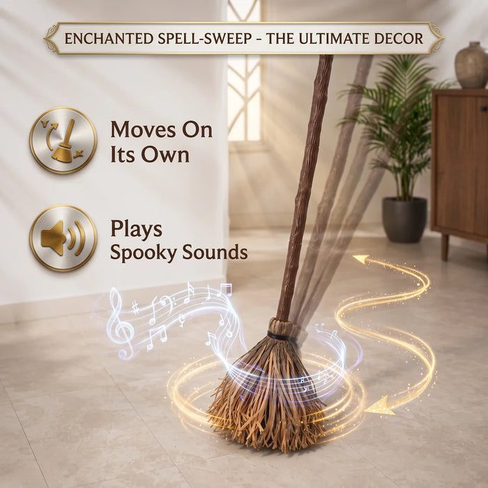 Enchanted broom in a room