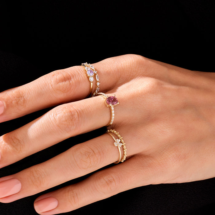 Stackable Shamrock Ring in 14k Real Yellow Gold
