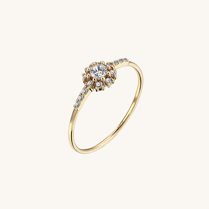 Snowflake Solitare Ring Paved with White CZ Stones