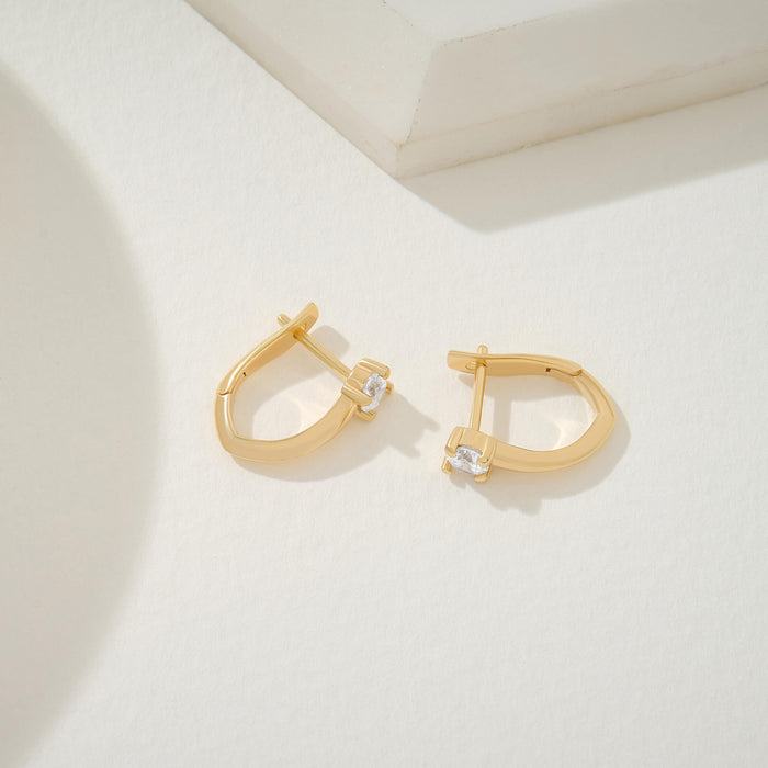 Solitaire Hoops in 24K Vermeil