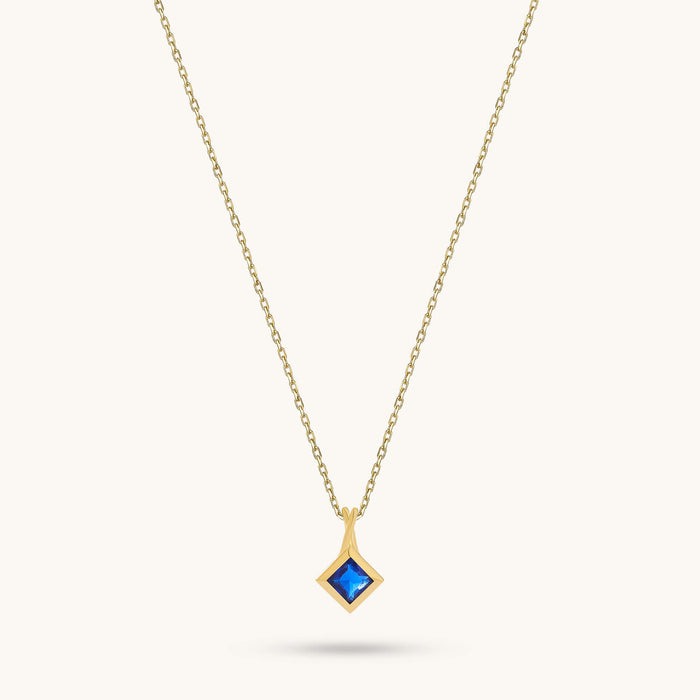 24K Vermeil Square Sapphire Necklace