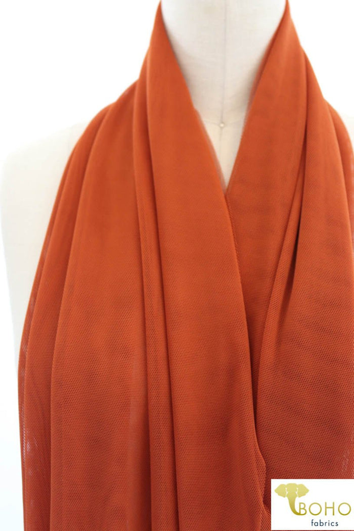Stretch Mesh Solid in Rust. SM-119. - Boho Fabrics