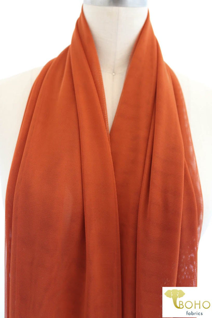 Stretch Mesh Solid in Rust. SM-119. - Boho Fabrics