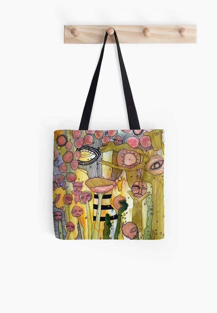 abstract face tote bag