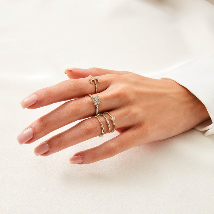 Twined Solo Stacking Ring in 14k Solid Yellow Gold