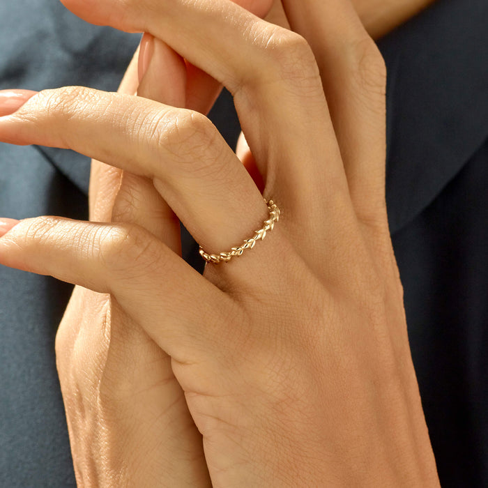 Vine Ring in 14k Solid Yellow Gold