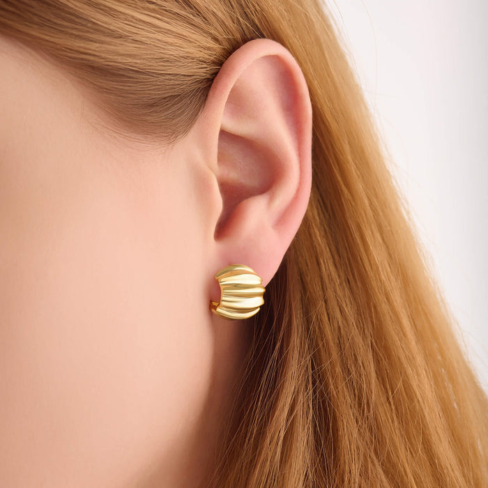 Women's Wave Earrings in 24K Gold Plated Vermeil on Solid Silver